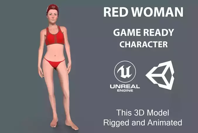 Red Woman Low-poly 3D model