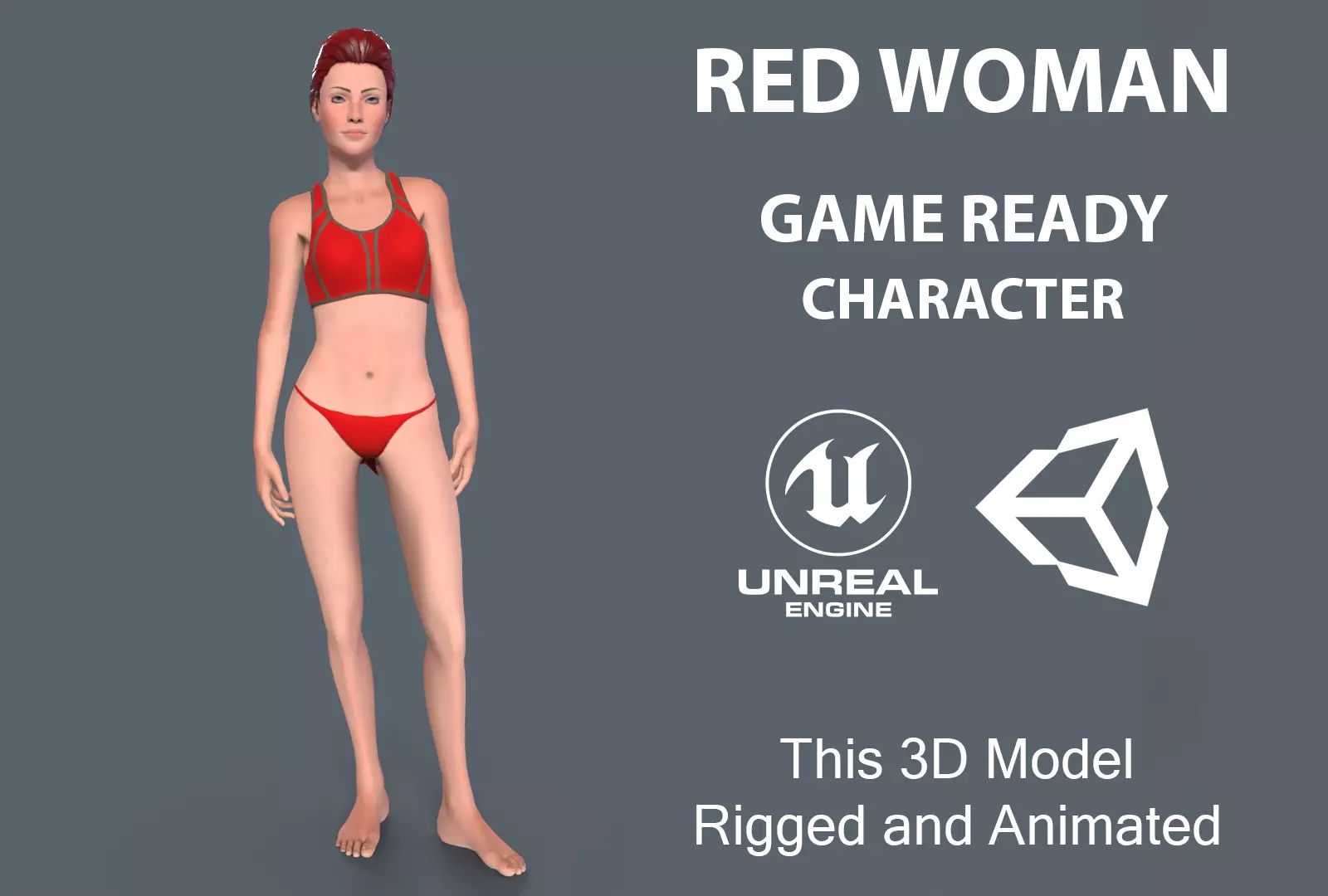 Red Woman Low-poly 3D model_0