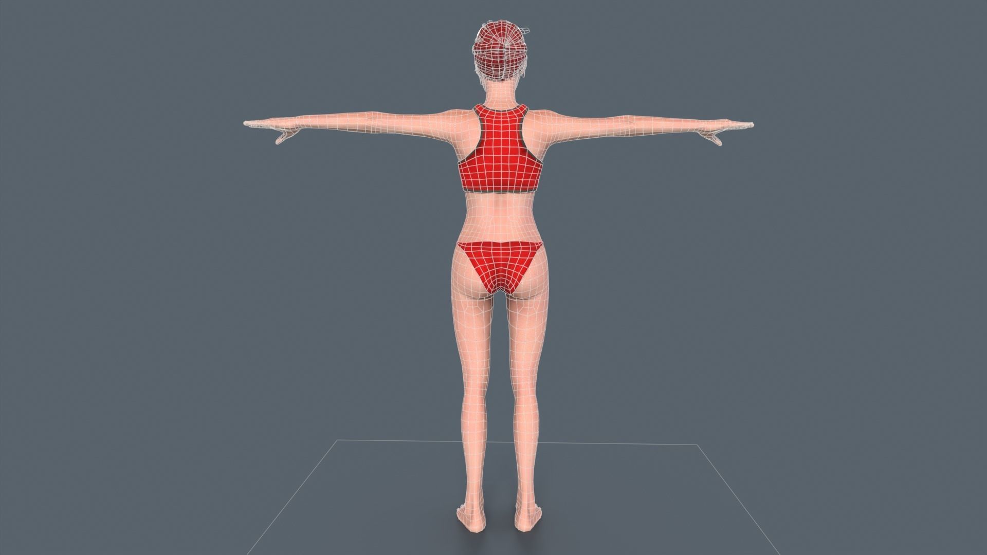 Red Woman Low-poly 3D model_11