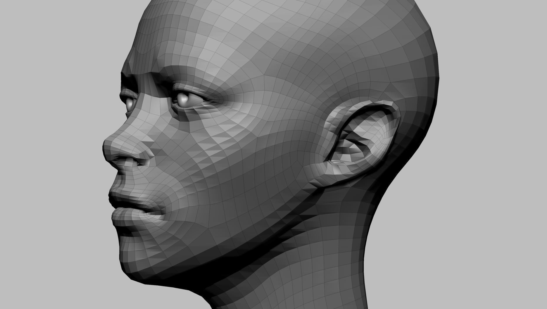 Stylized Female Head B 3D model_11