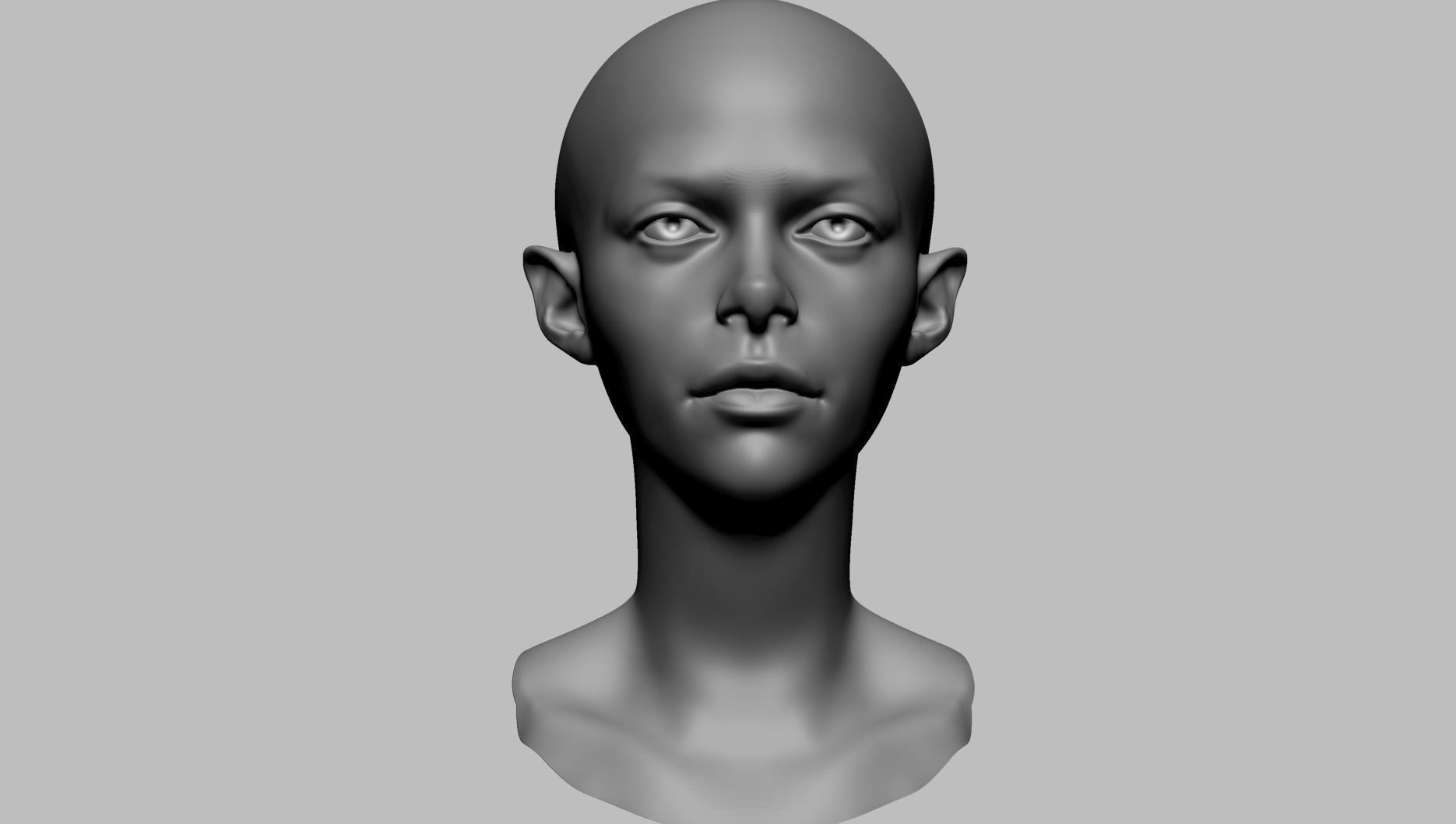 Stylized Female Head B 3D model_7