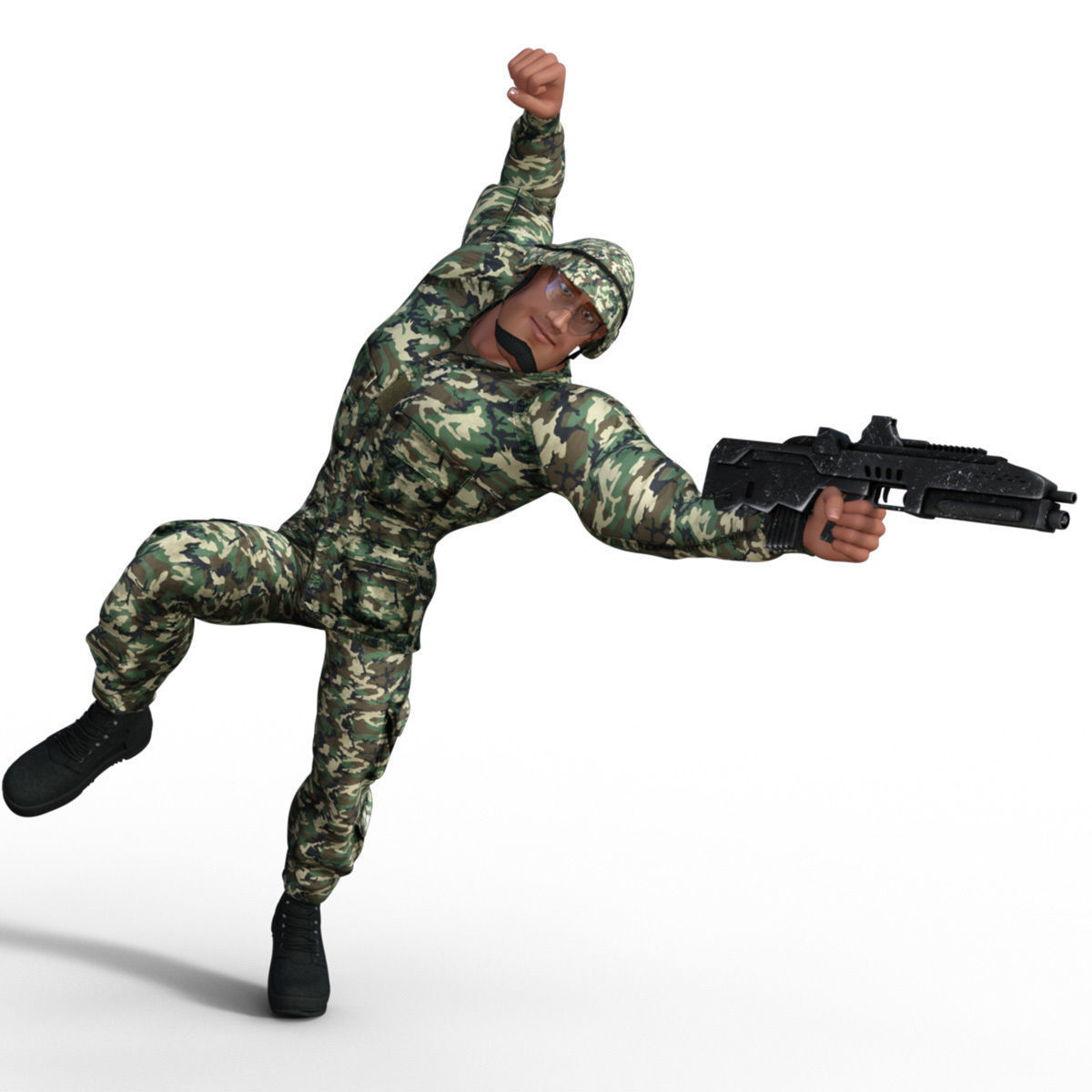 Cartoon Soldier Rigged Low-poly 3D model_14