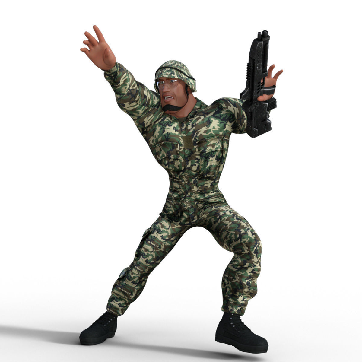 Cartoon Soldier Rigged Low-poly 3D model_9
