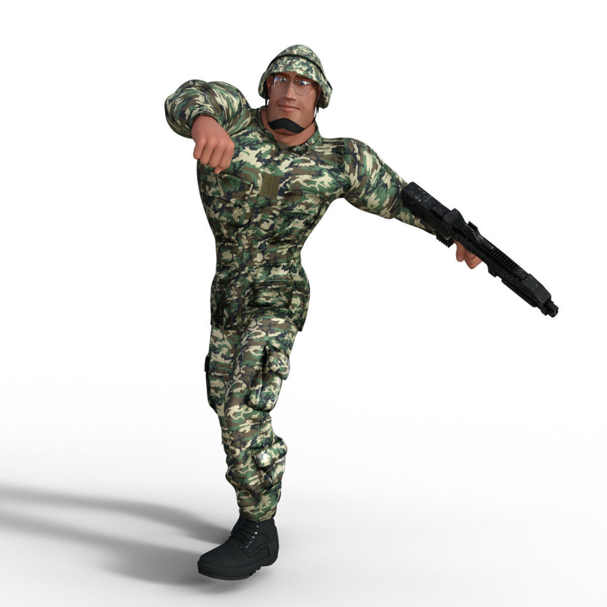 Cartoon Soldier Rigged Low-poly 3D model_10