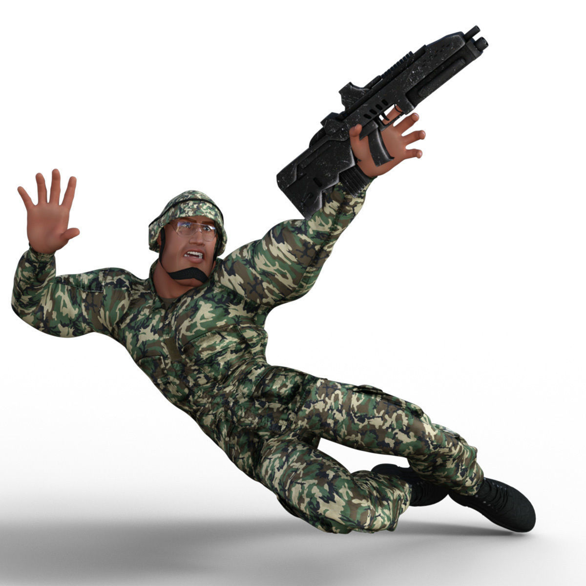 Cartoon Soldier Rigged Low-poly 3D model_12