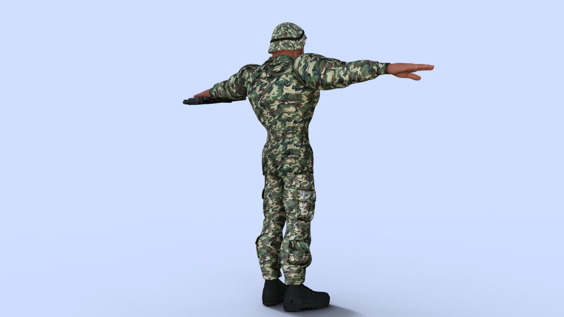 Cartoon Soldier Rigged Low-poly 3D model_5