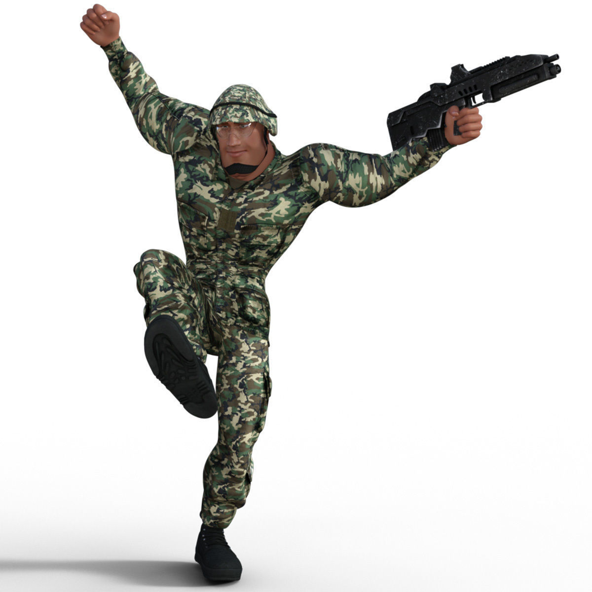 Cartoon Soldier Rigged Low-poly 3D model_15