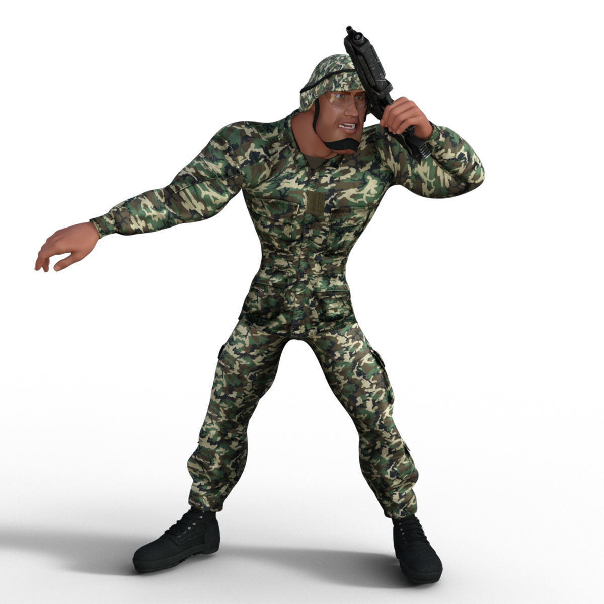 Cartoon Soldier Rigged Low-poly 3D model_11