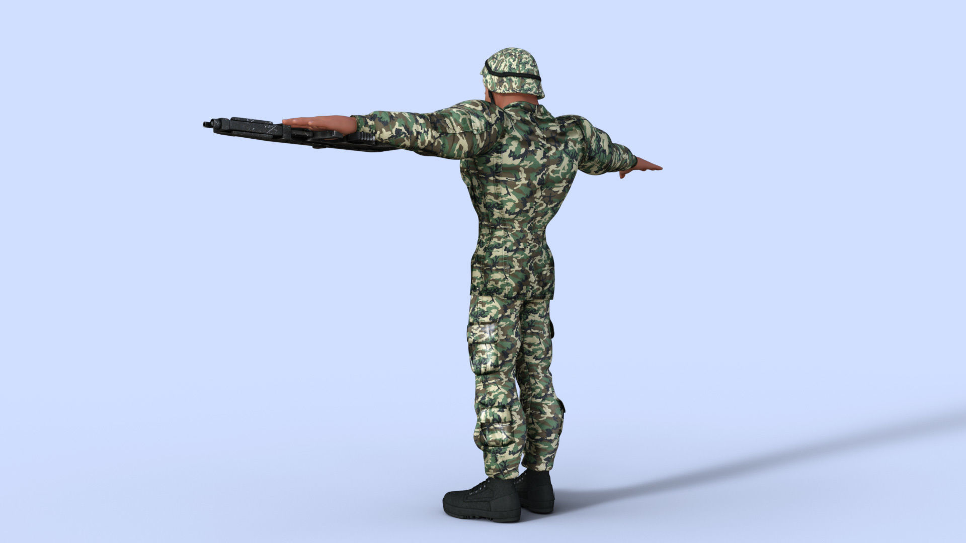 Cartoon Soldier Rigged Low-poly 3D model_3