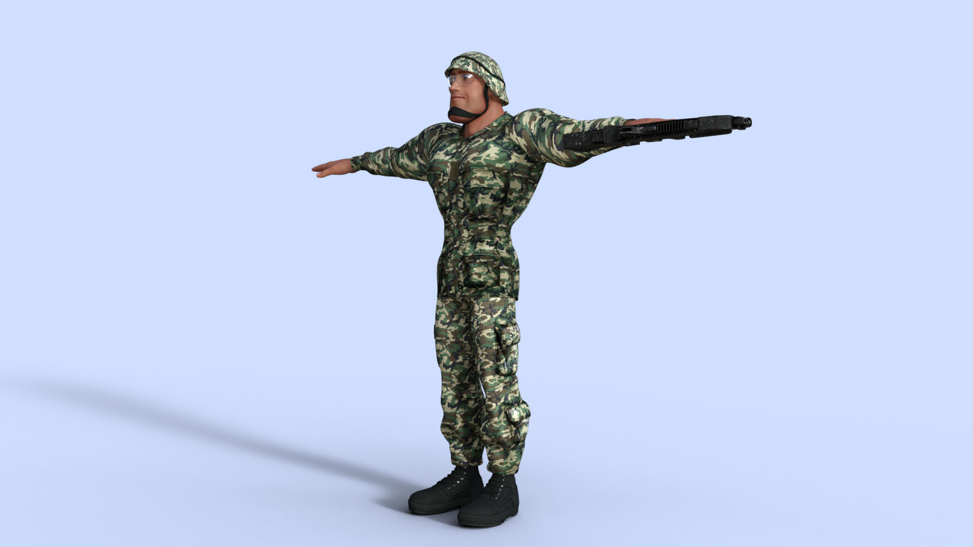 Cartoon Soldier Rigged Low-poly 3D model_1