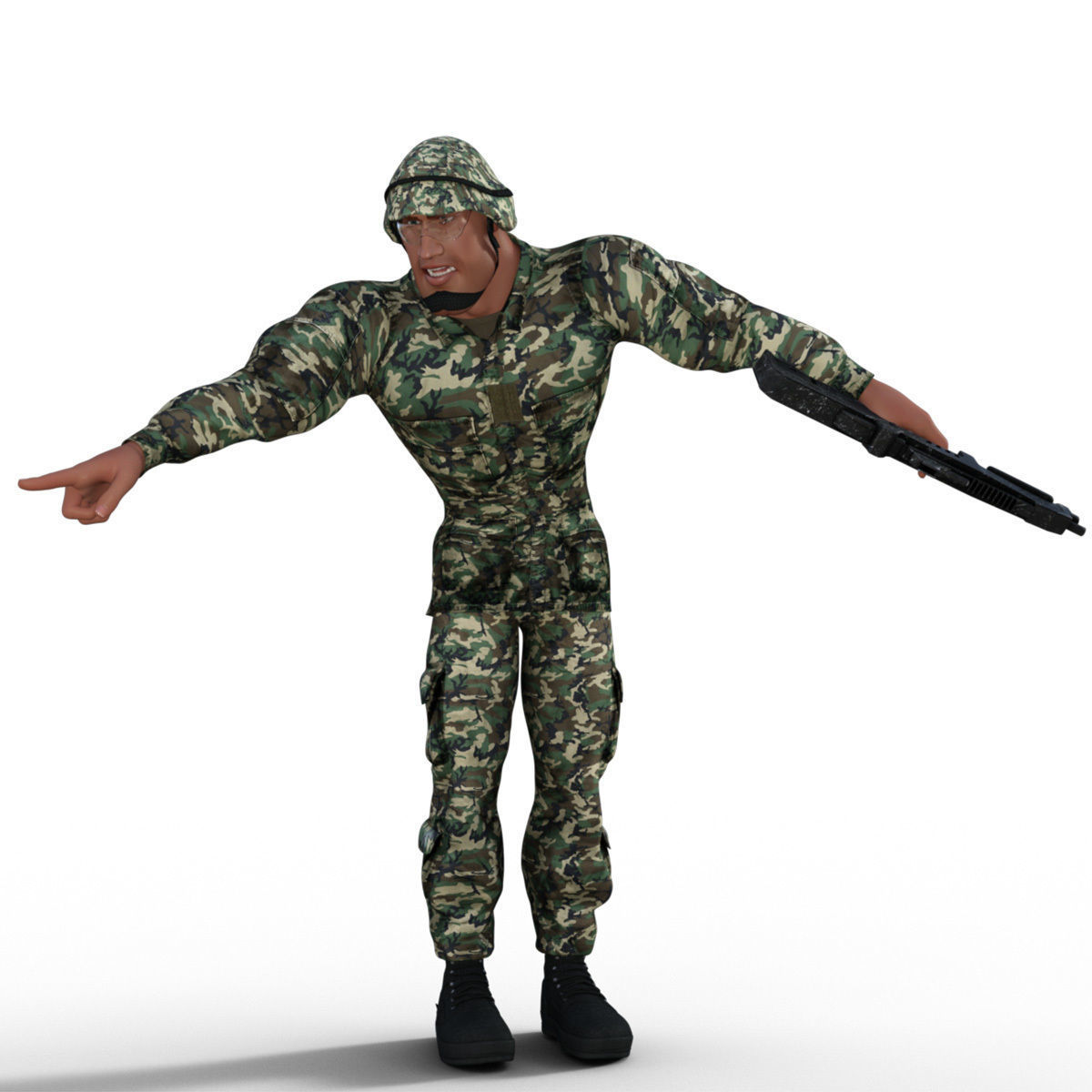 Cartoon Soldier Rigged Low-poly 3D model_8