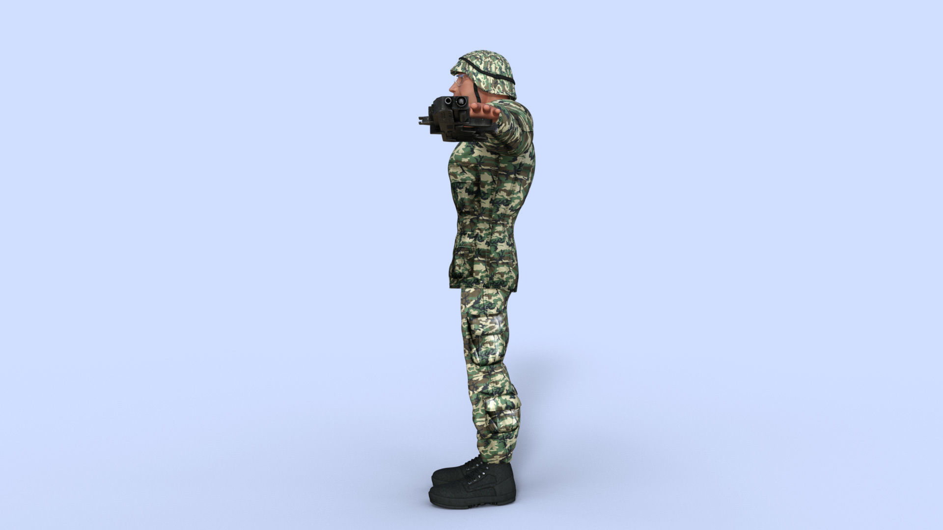 Cartoon Soldier Rigged Low-poly 3D model_2