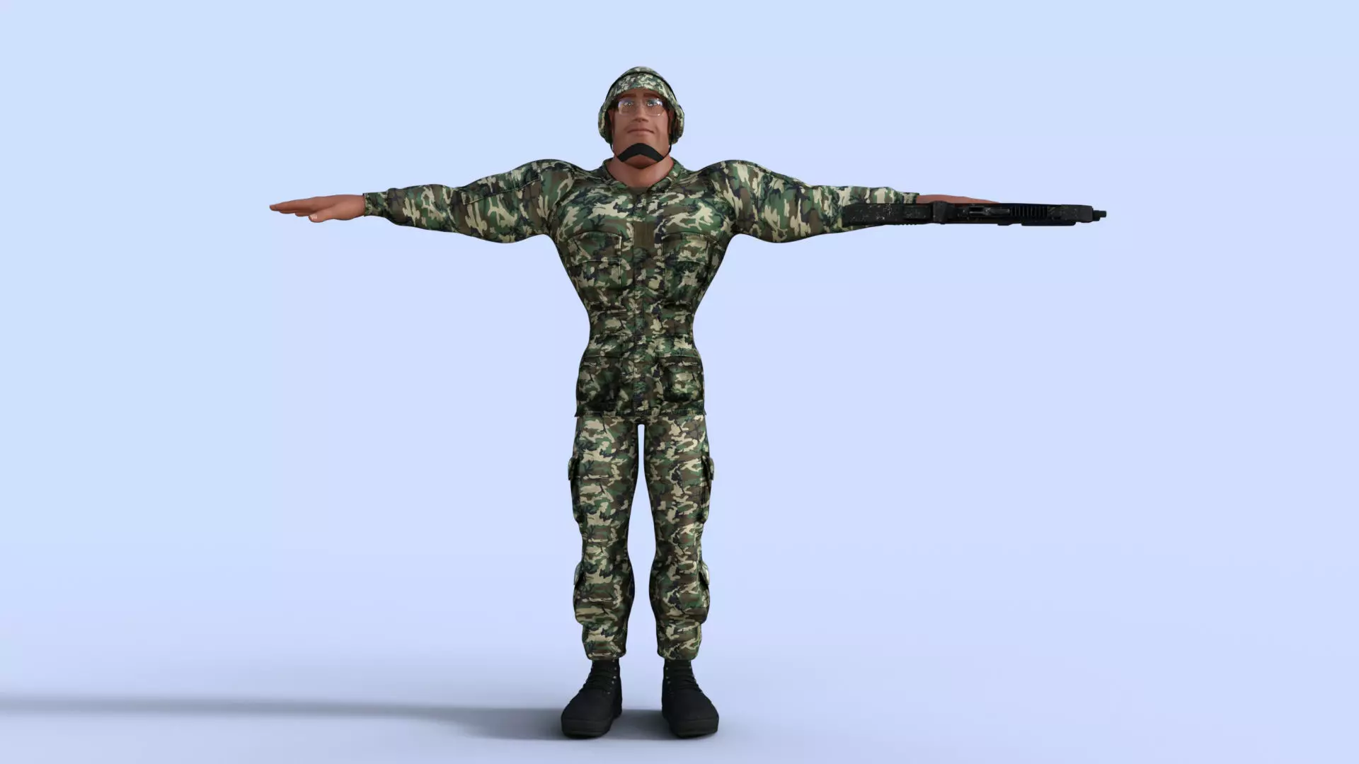 Cartoon Soldier Rigged Low-poly 3D model_0