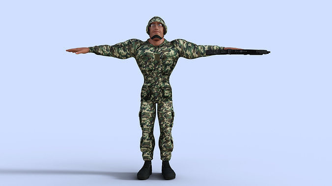 Cartoon  Soldier Rigged Low-poly 3D model