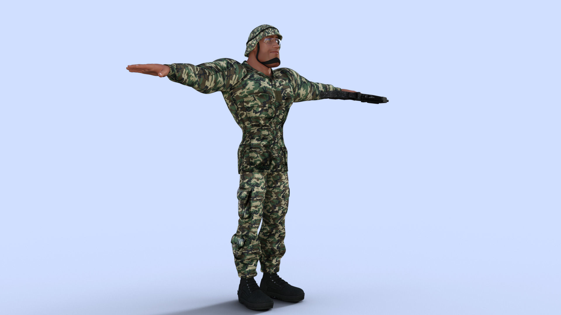 Cartoon Soldier Rigged Low-poly 3D model_7