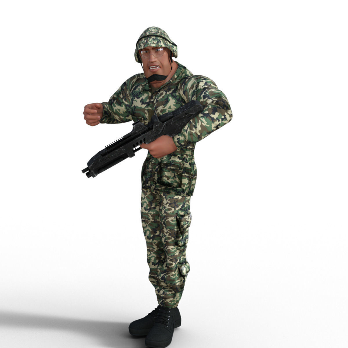 Cartoon Soldier Rigged Low-poly 3D model_13