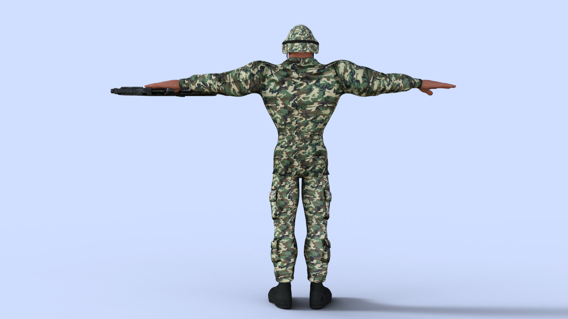 Cartoon Soldier Rigged Low-poly 3D model_4