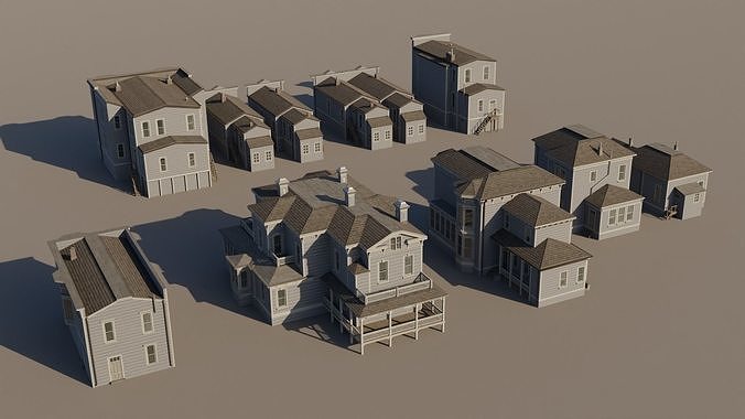 American Italianate Houses - Classic US Pack Low-poly 3D model 3