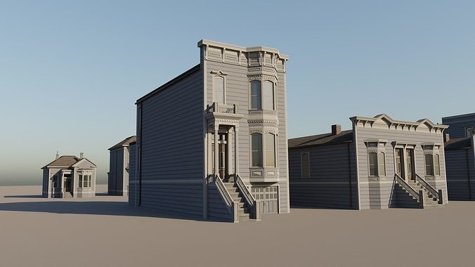 American Italianate Houses - Classic US Pack Low-poly 3D model 7