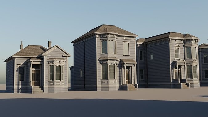 American Italianate Houses - Classic US Pack Low-poly 3D model 4