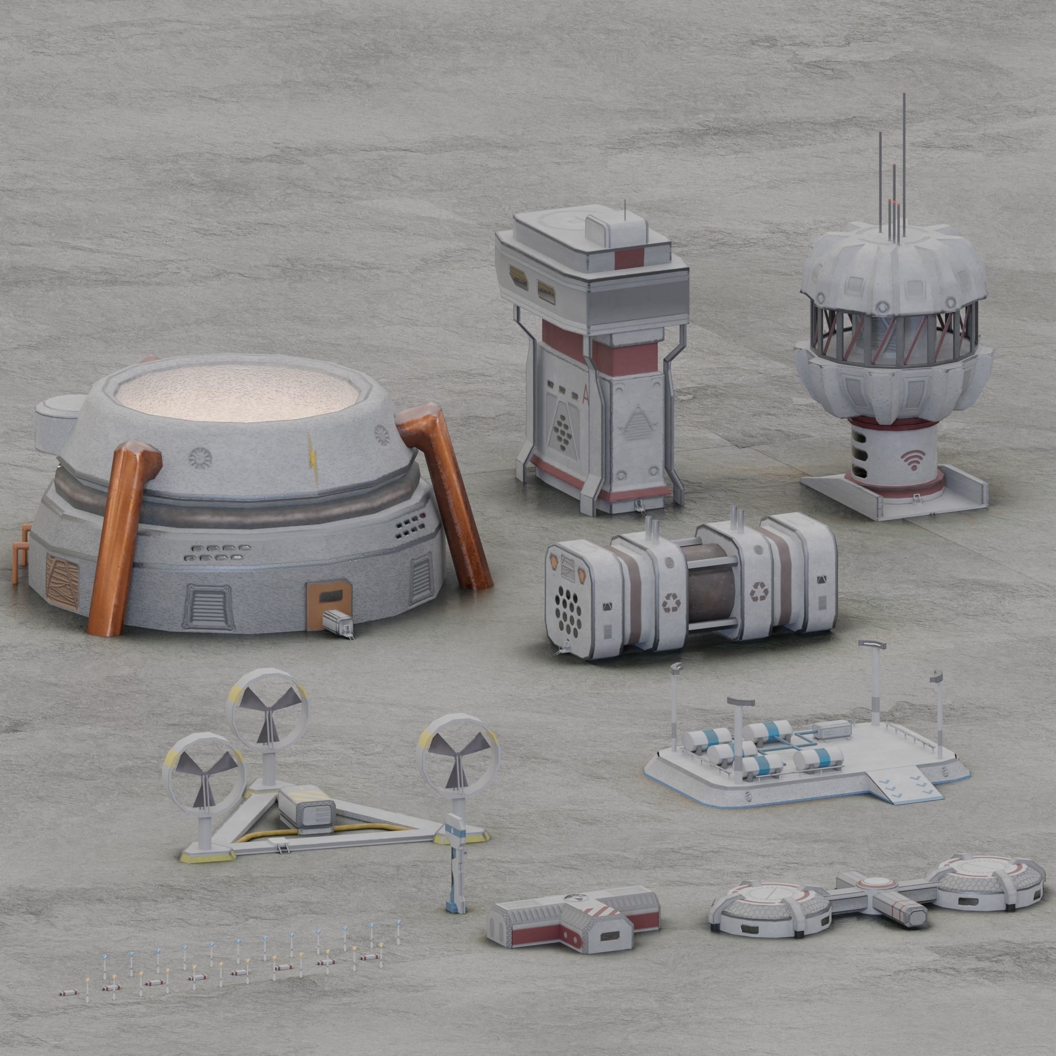 Low-poly Space Base building 2 Low-poly 3D model_18