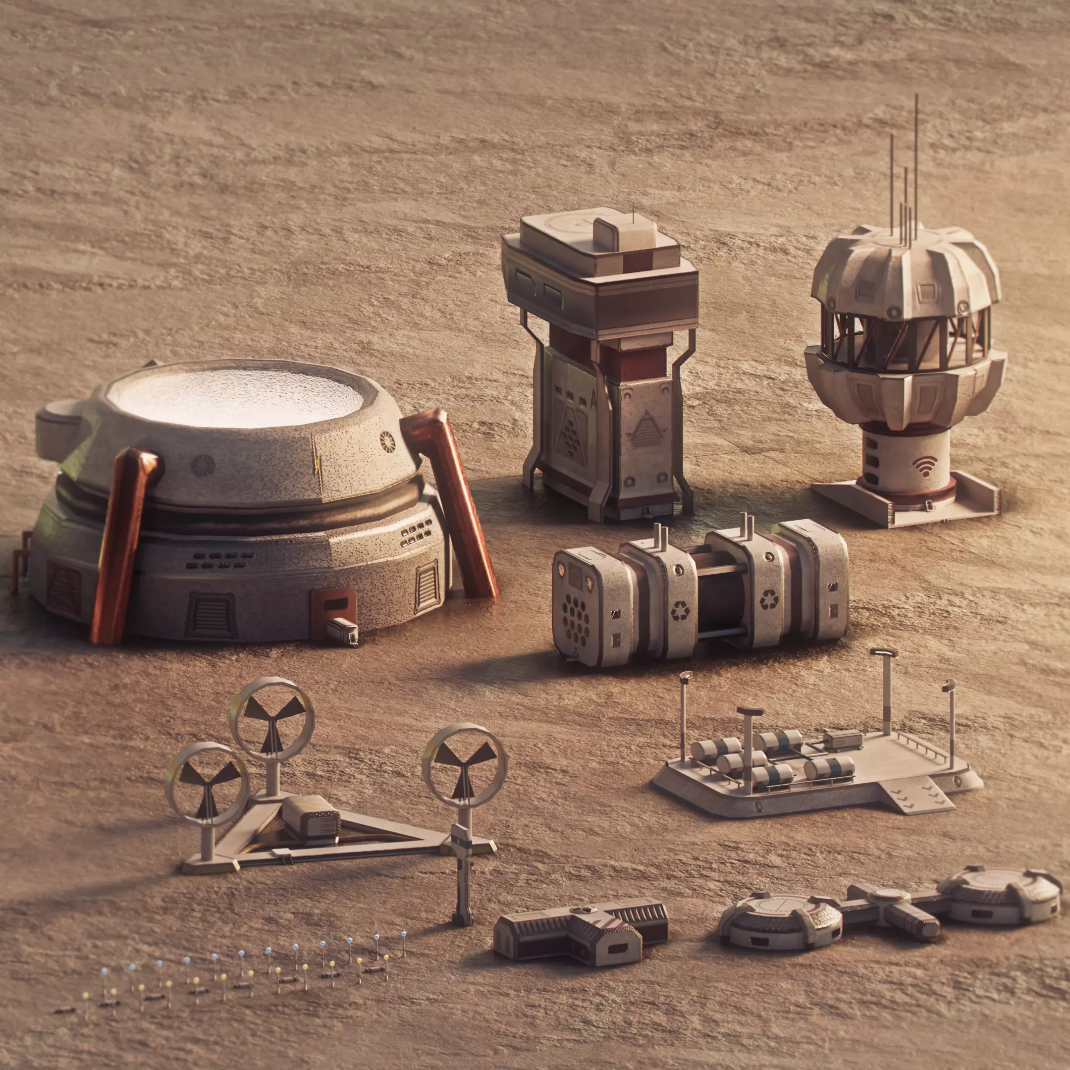 Low-poly Space Base building 2 Low-poly 3D model_0