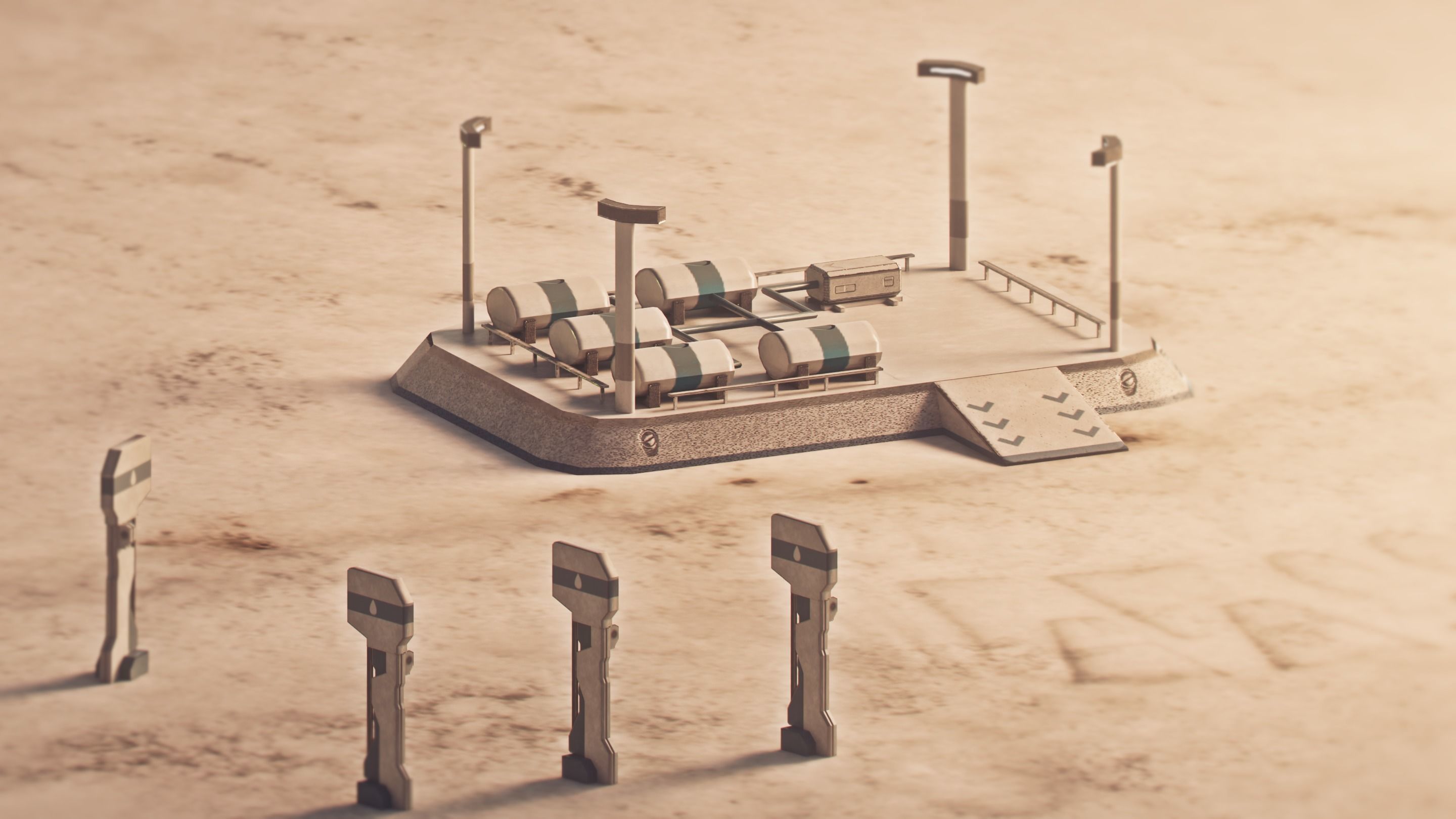 Low-poly Space Base building 2 Low-poly 3D model_8