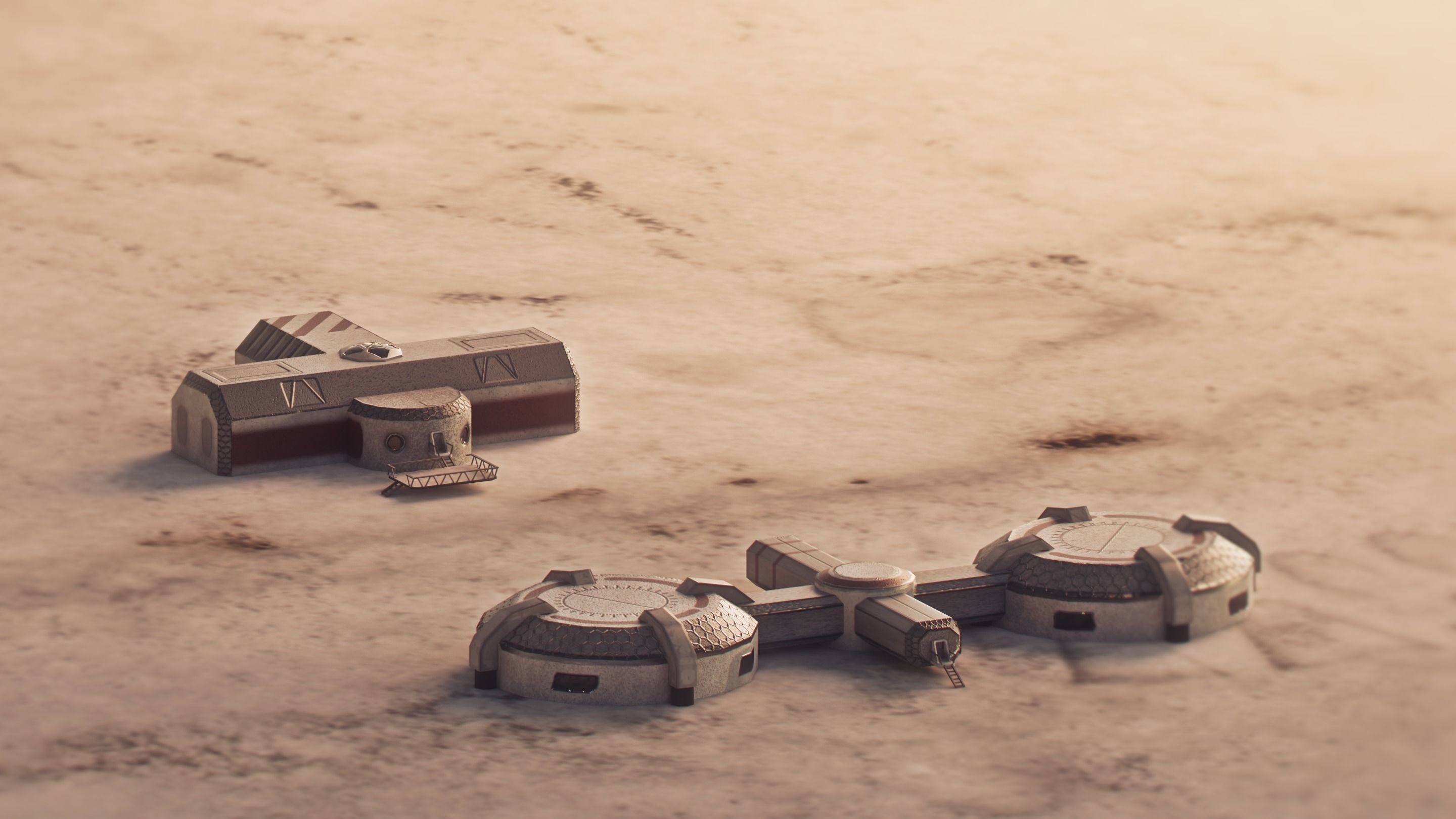 Low-poly Space Base building 2 Low-poly 3D model_12