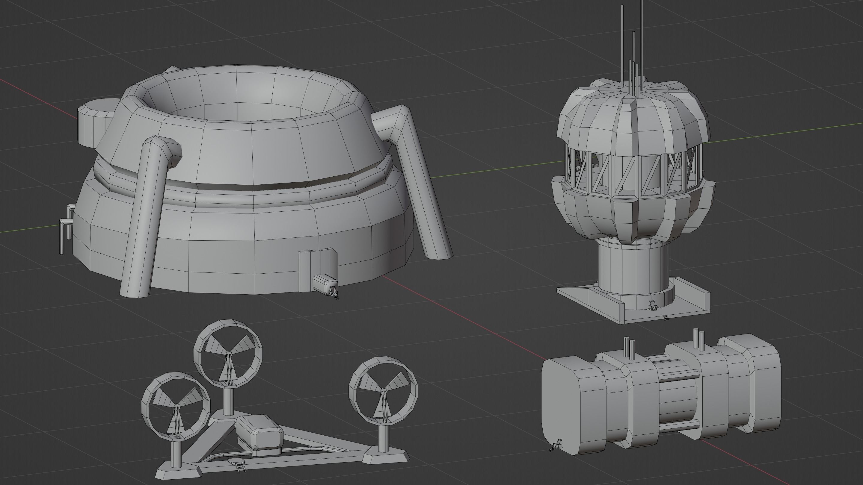 Low-poly Space Base building 2 Low-poly 3D model_4