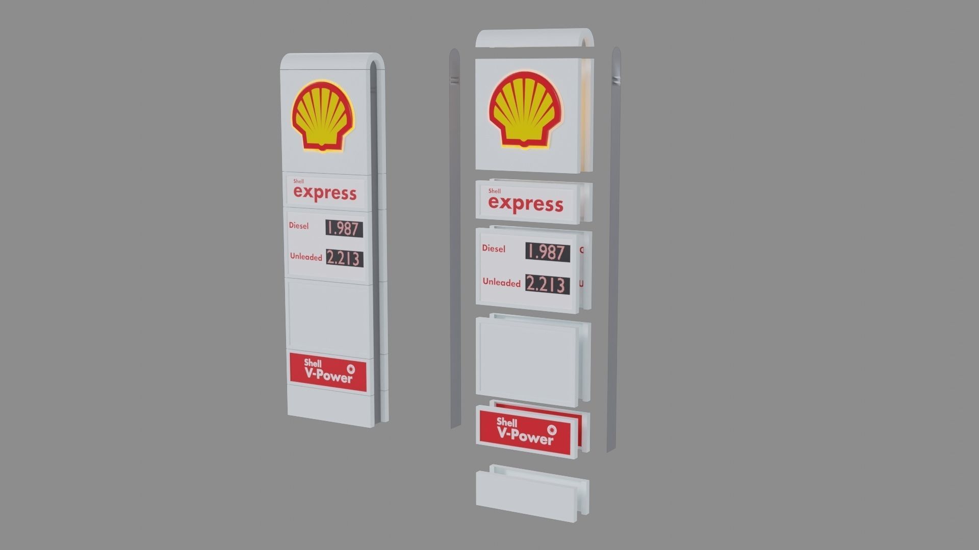 Shell Sign Fuel Service Station 3D model_8