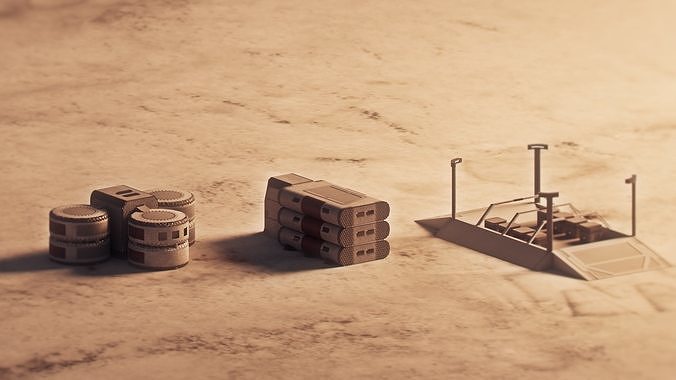 Space base buildings 3D Model Pack 4