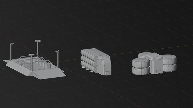 Space base buildings 3D Model Pack 6