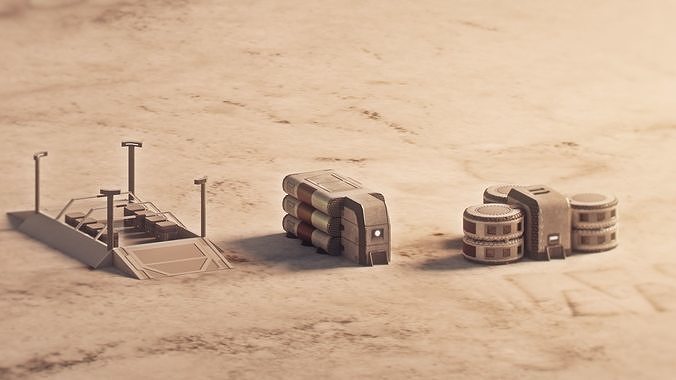 Space base buildings 3D Model Pack 3