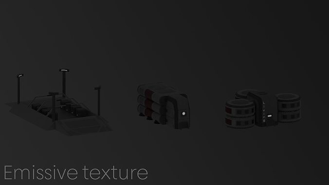 Space base buildings 3D Model Pack 5