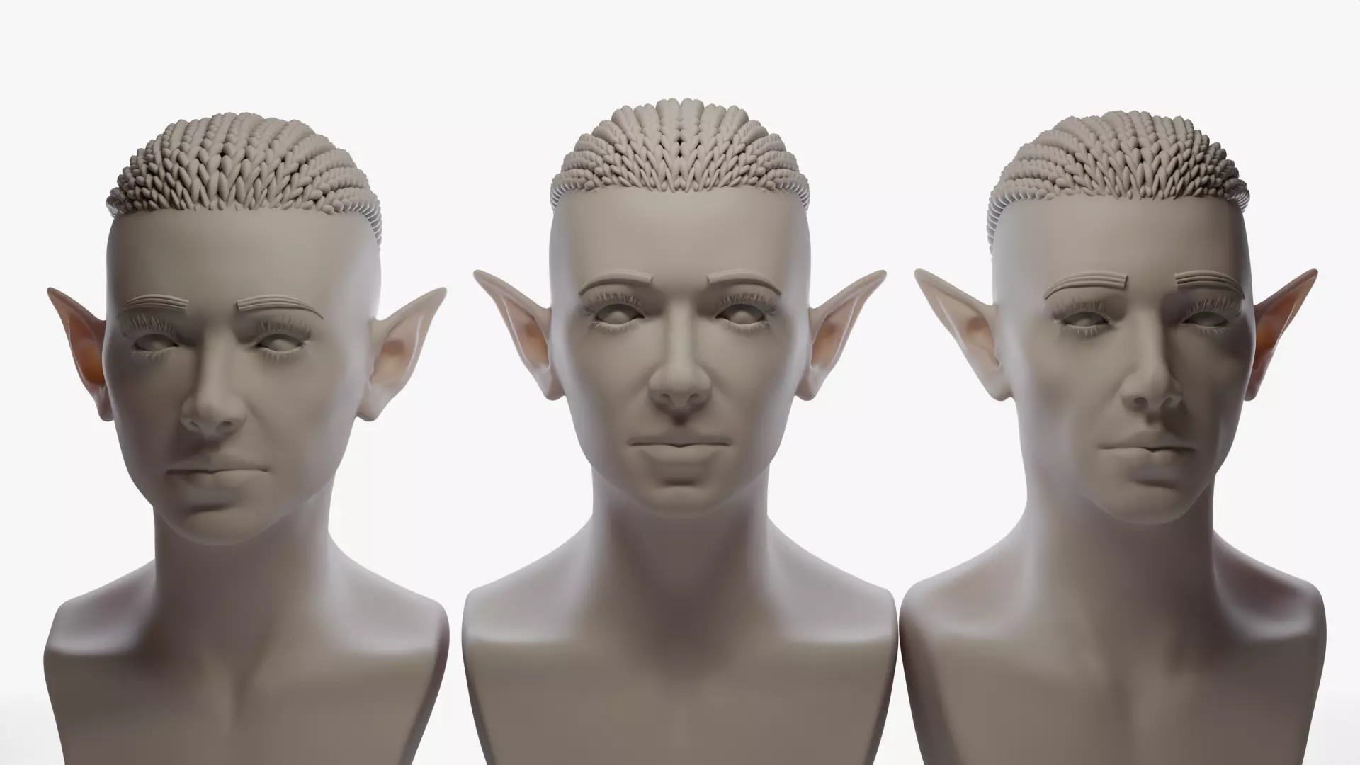 Elf Female Head 3D model_0
