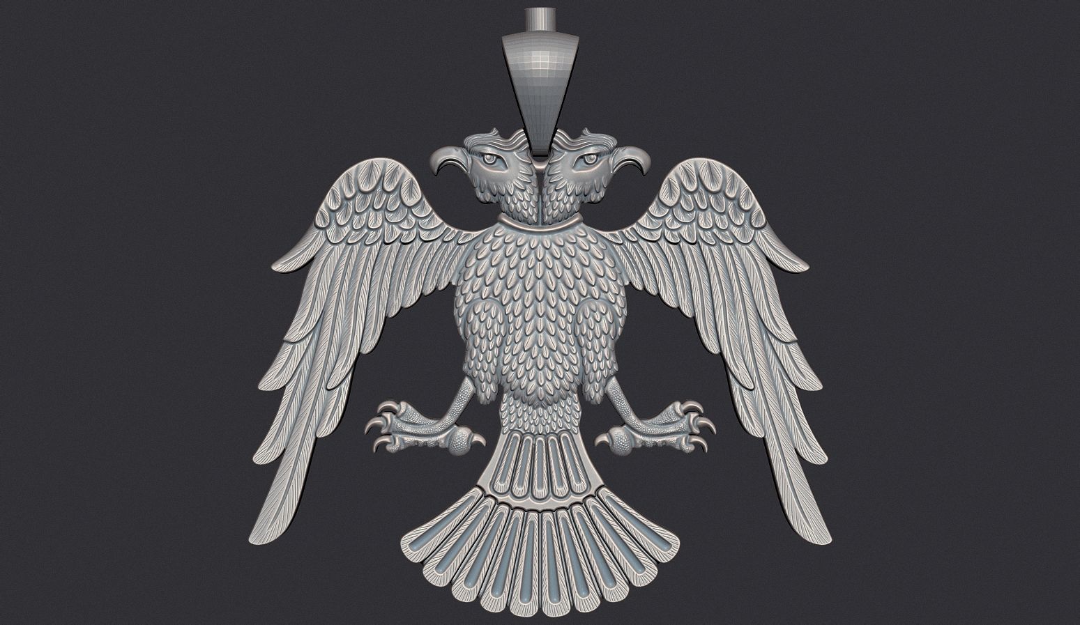 Two Headed Eagle Pendant 3D print model_12