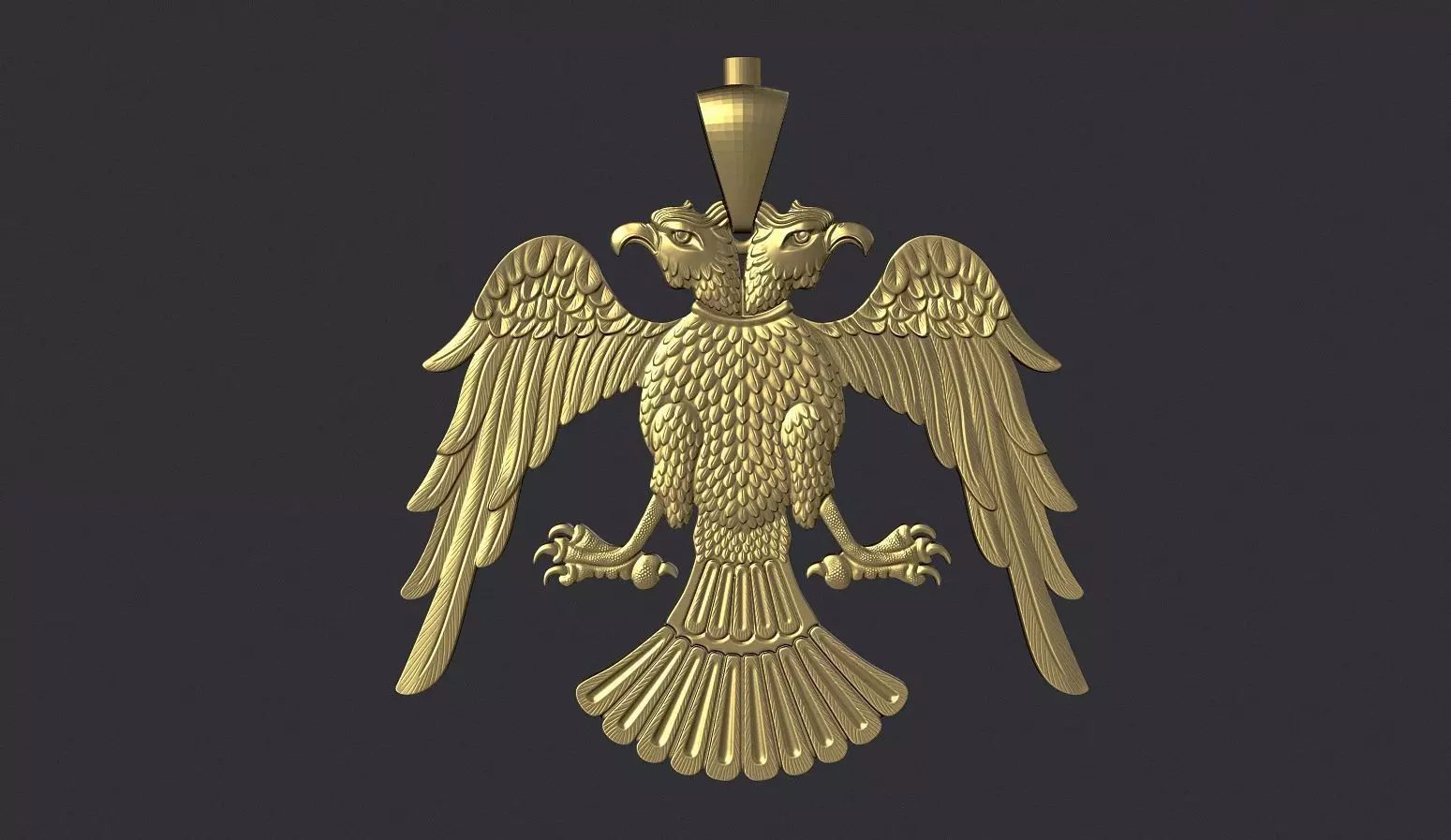 Two Headed Eagle Pendant 3D print model_0