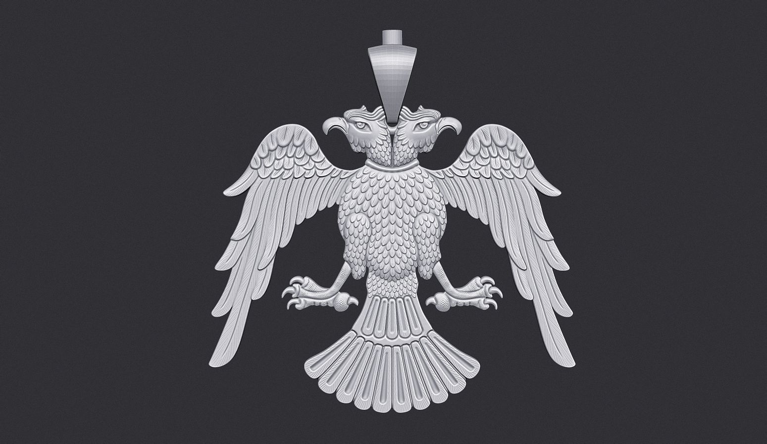 Two Headed Eagle Pendant 3D print model_4