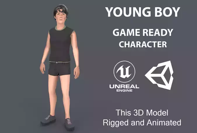 Young Boy Low-poly 3D model