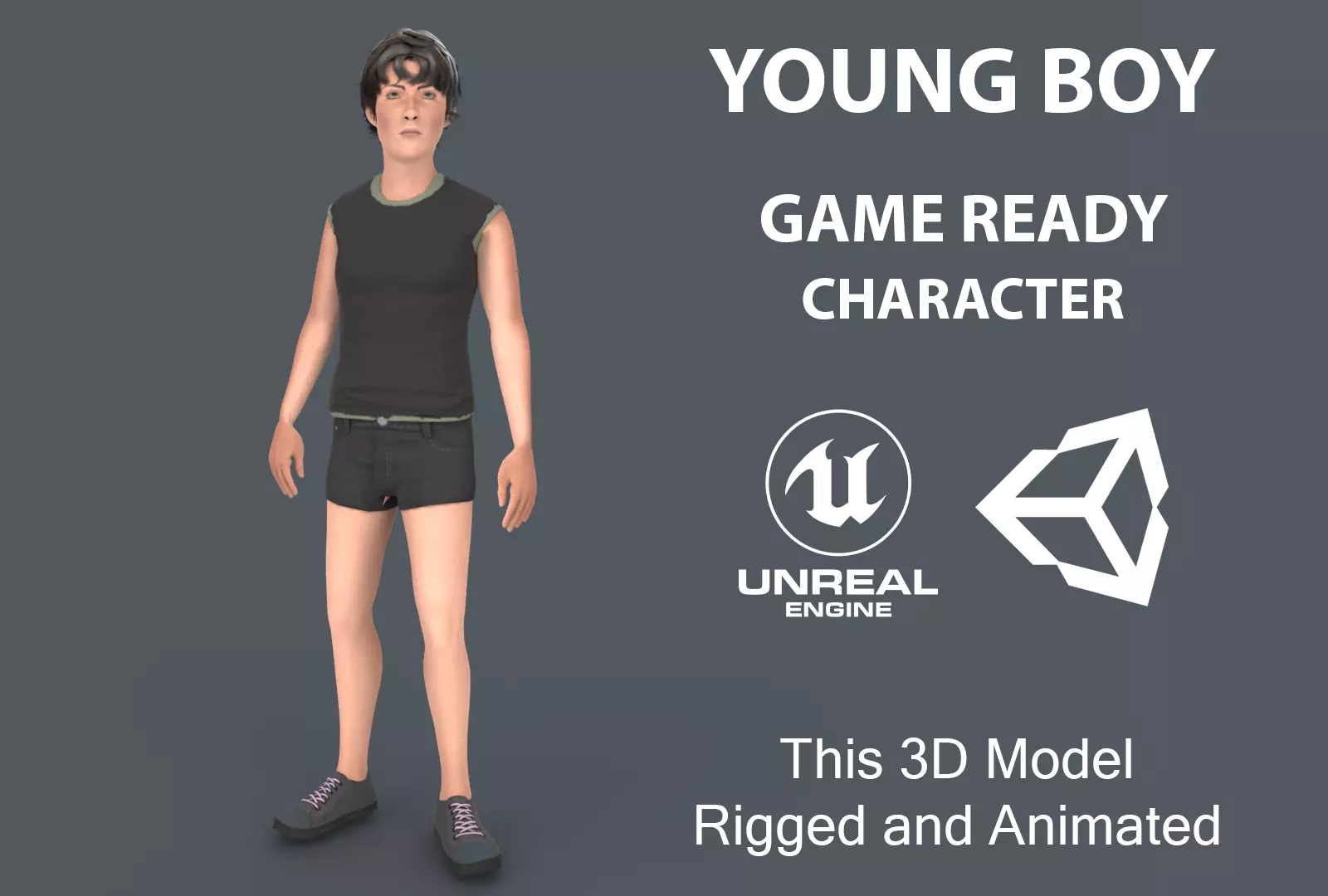 Young Boy Low-poly 3D model_0