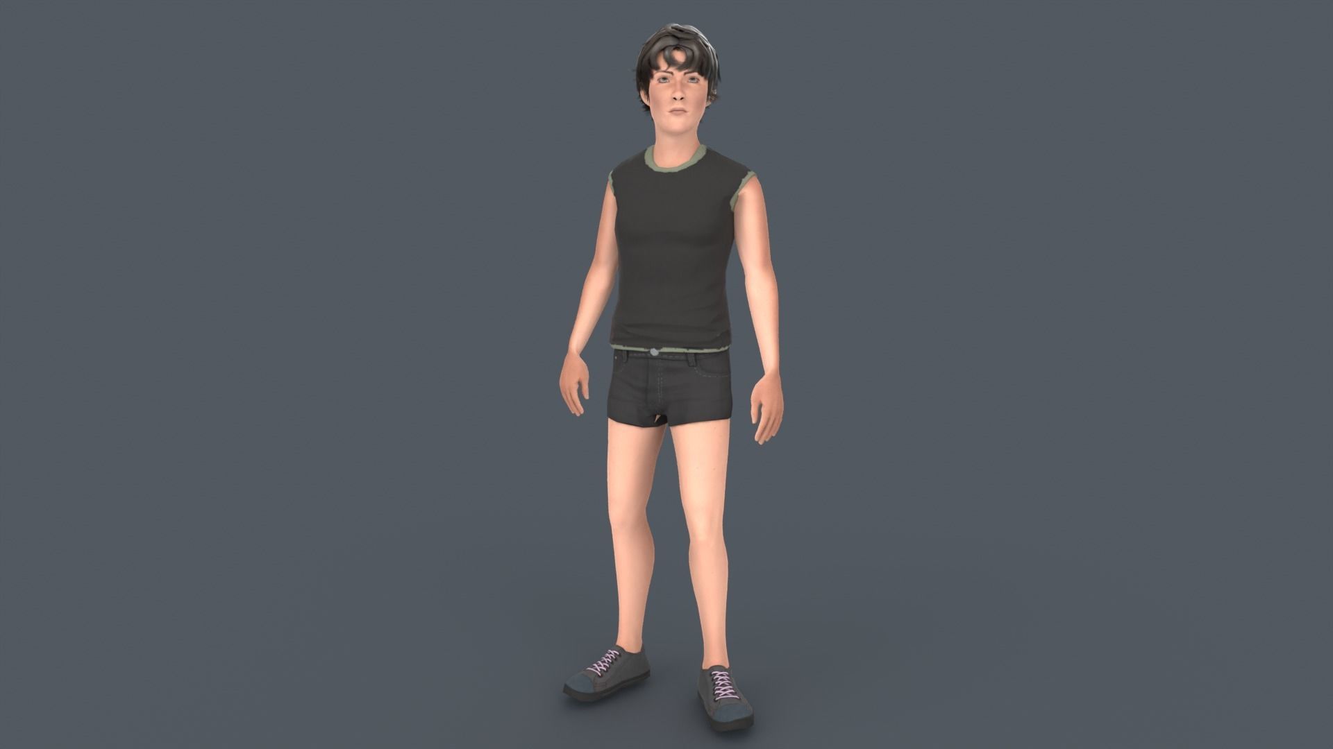 Young Boy Low-poly 3D model_1