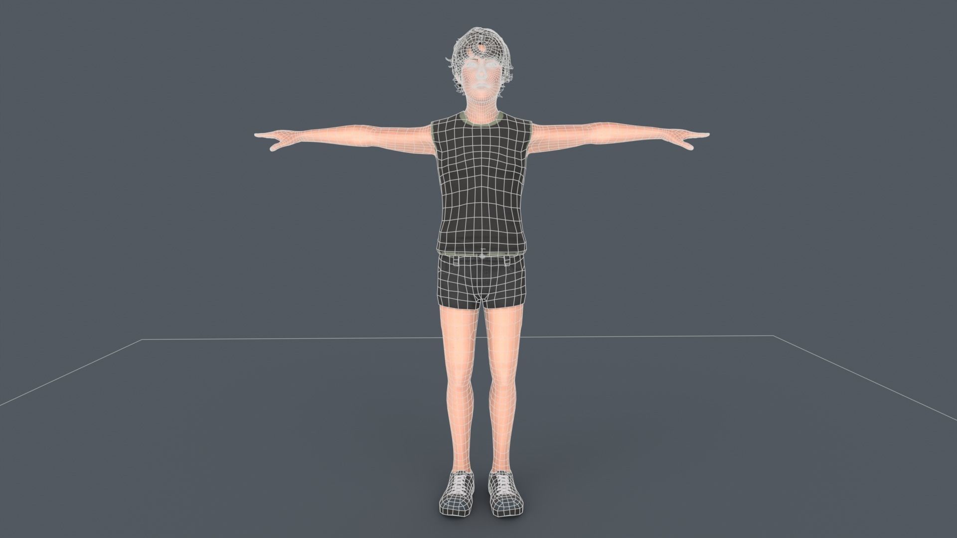 Young Boy Low-poly 3D model_7