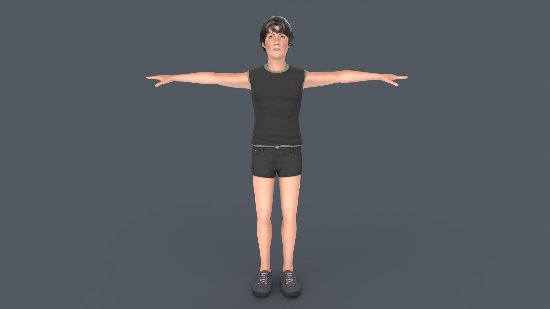 Young Boy Low-poly 3D model_6