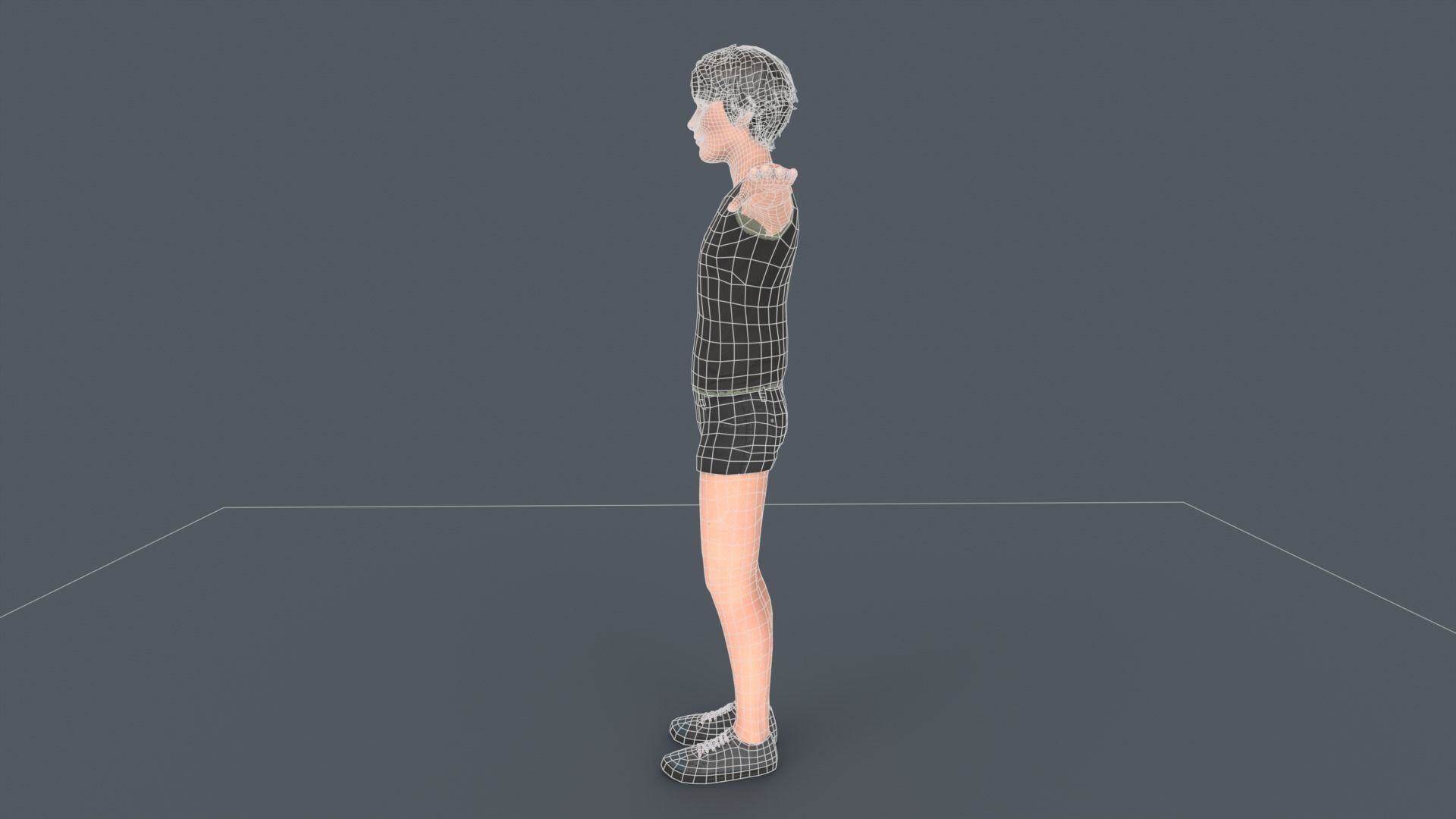 Young Boy Low-poly 3D model_9