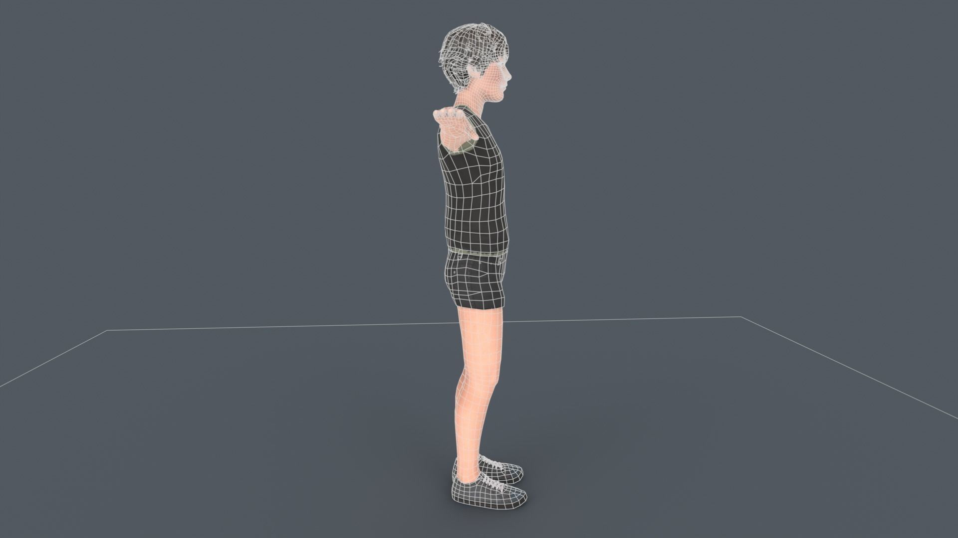 Young Boy Low-poly 3D model_10