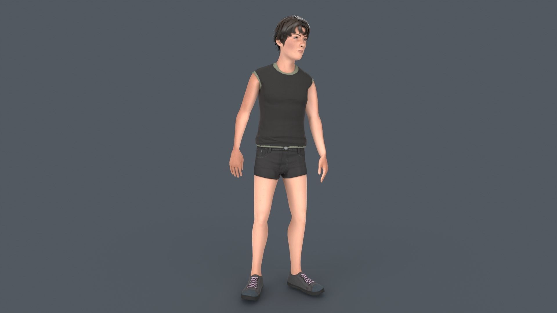 Young Boy Low-poly 3D model_2