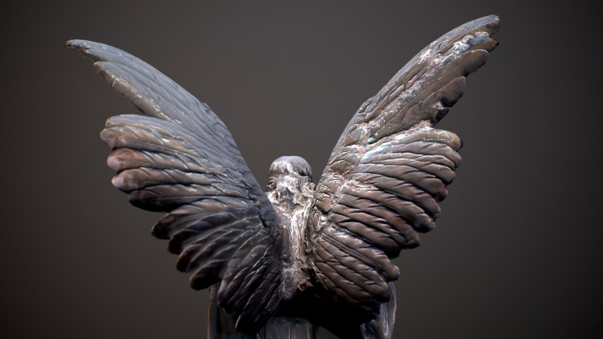 Angel Statue Low-poly 3D model_1