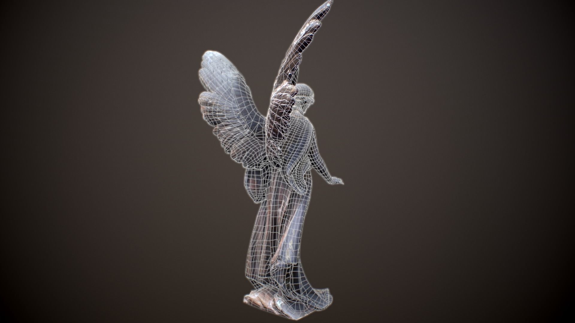 Angel Statue Low-poly 3D model_4