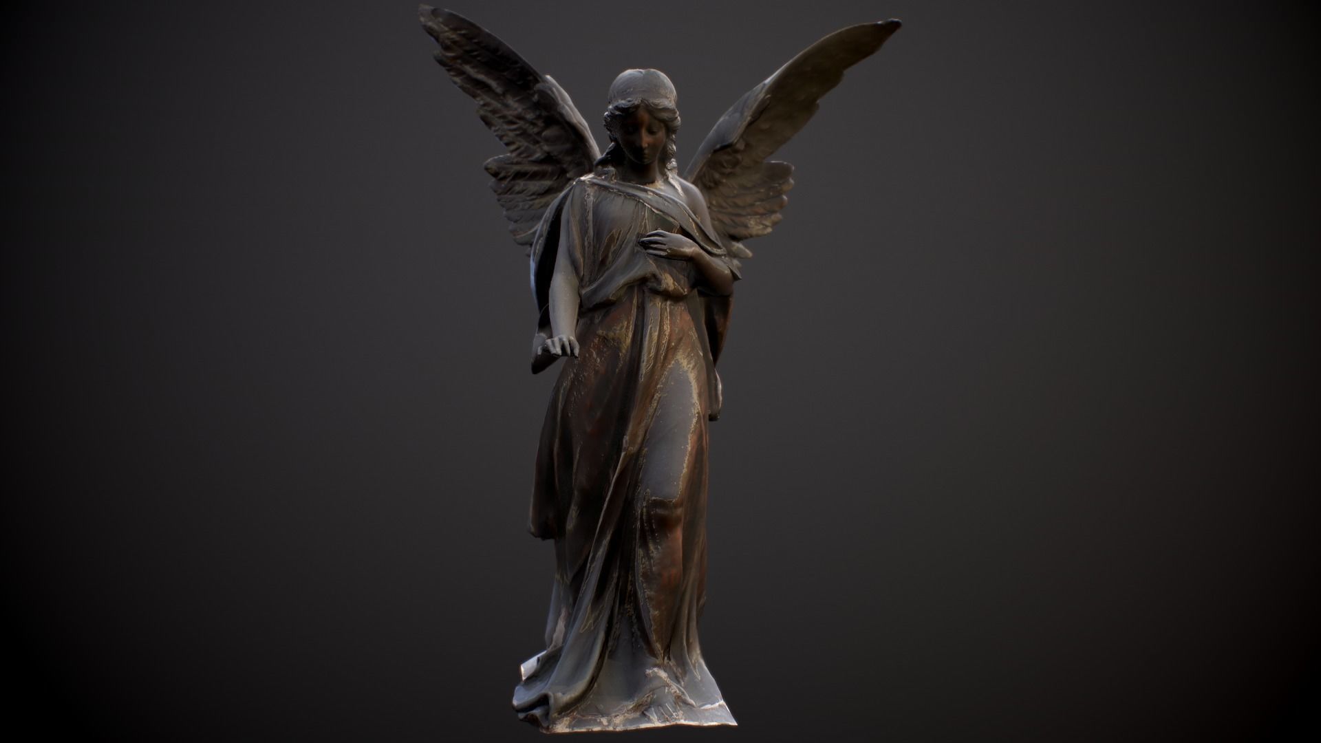 Angel Statue Low-poly 3D model_3