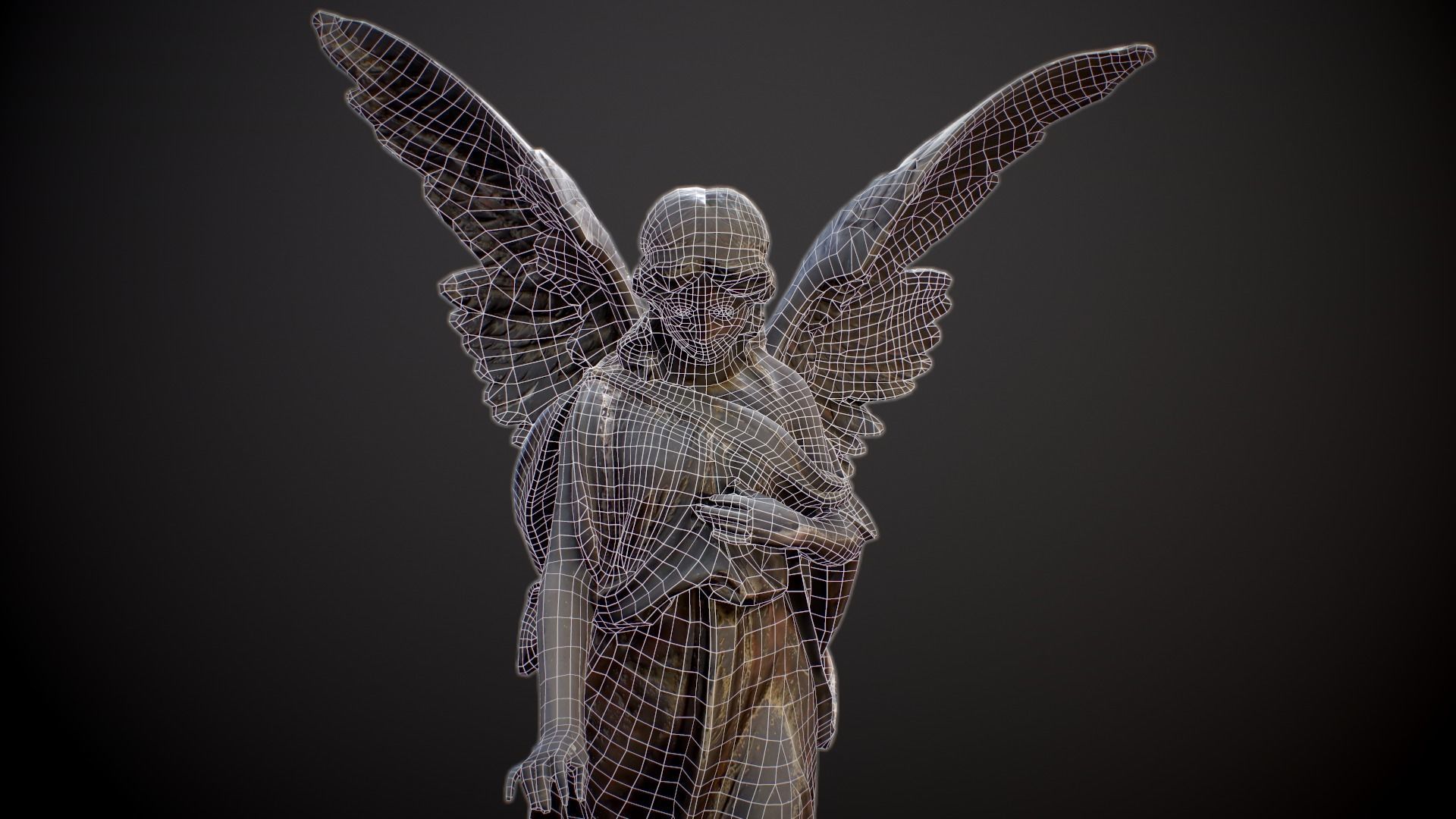Angel Statue Low-poly 3D model_6